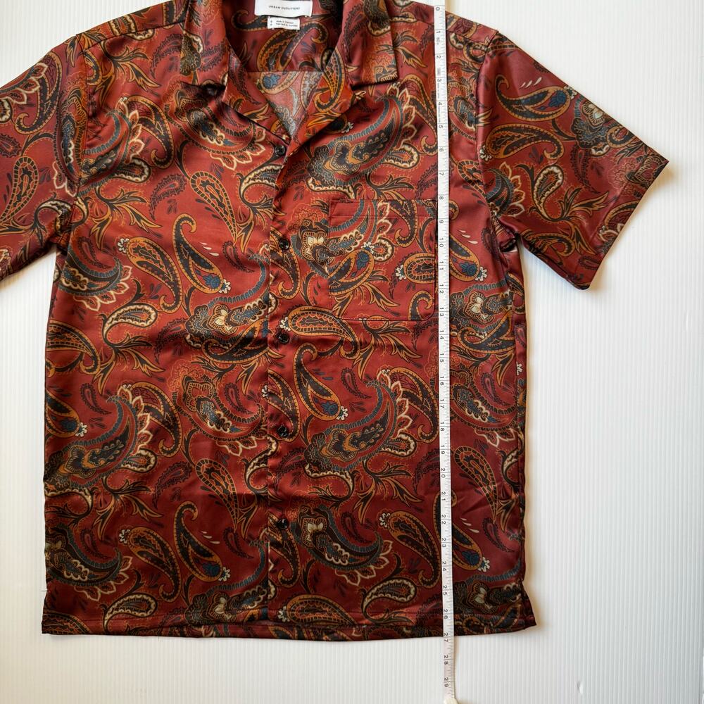 Urban Outfitters Satin Paisley Shirt Men's Small Retro Resort Festival Vacation - Picture 15 of 16